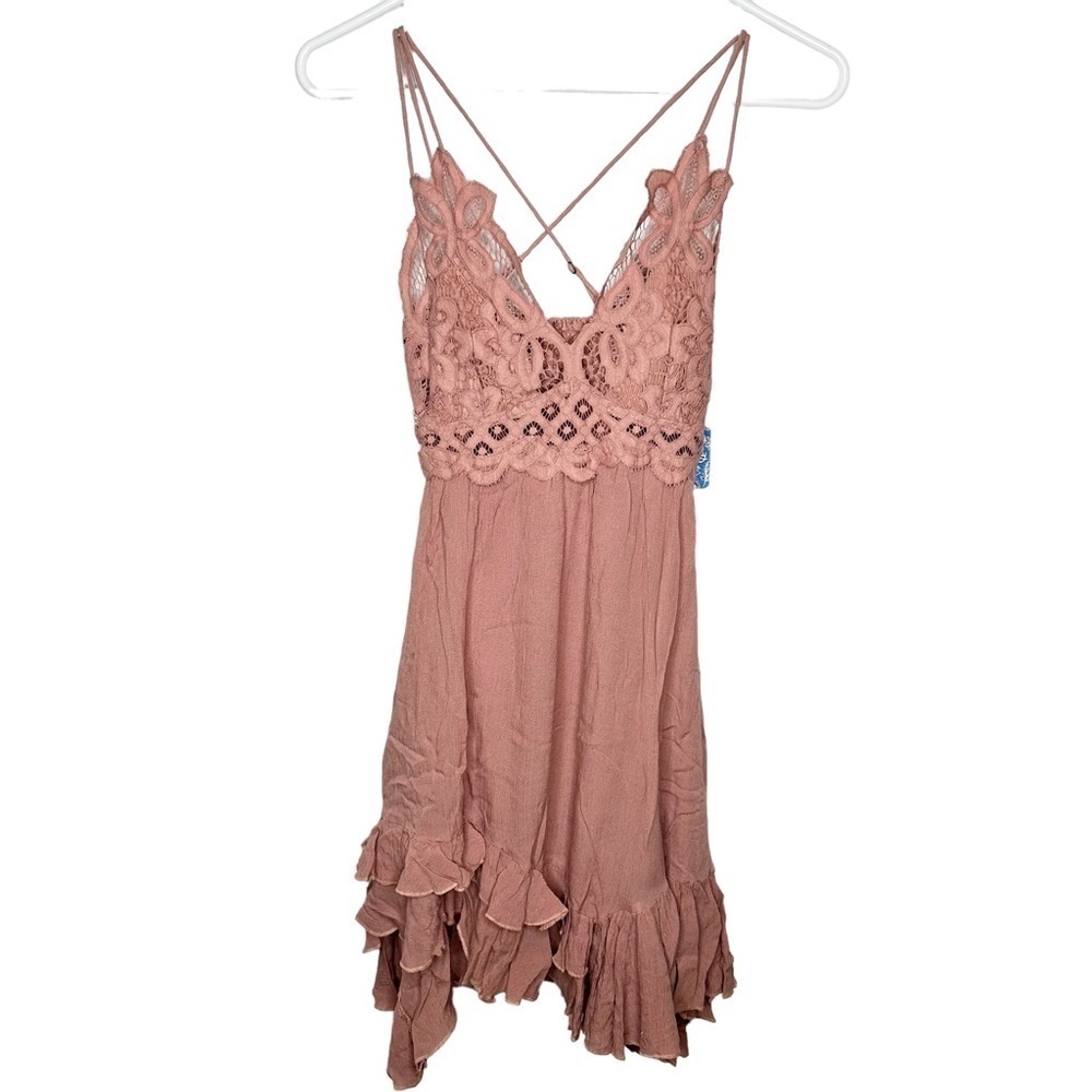 Free People Adela Lace Slip Dress Rose Size XS NWT - Picture 2 of 8